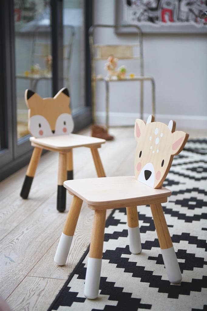 Tender Leaf Toys - Forest Table and Chairs Collections - Adorable Kids Size Art Play Game Table and Chairs - Made with Premium Materials and Craftsmanship for Children 3+ (Forest Fox Chair)