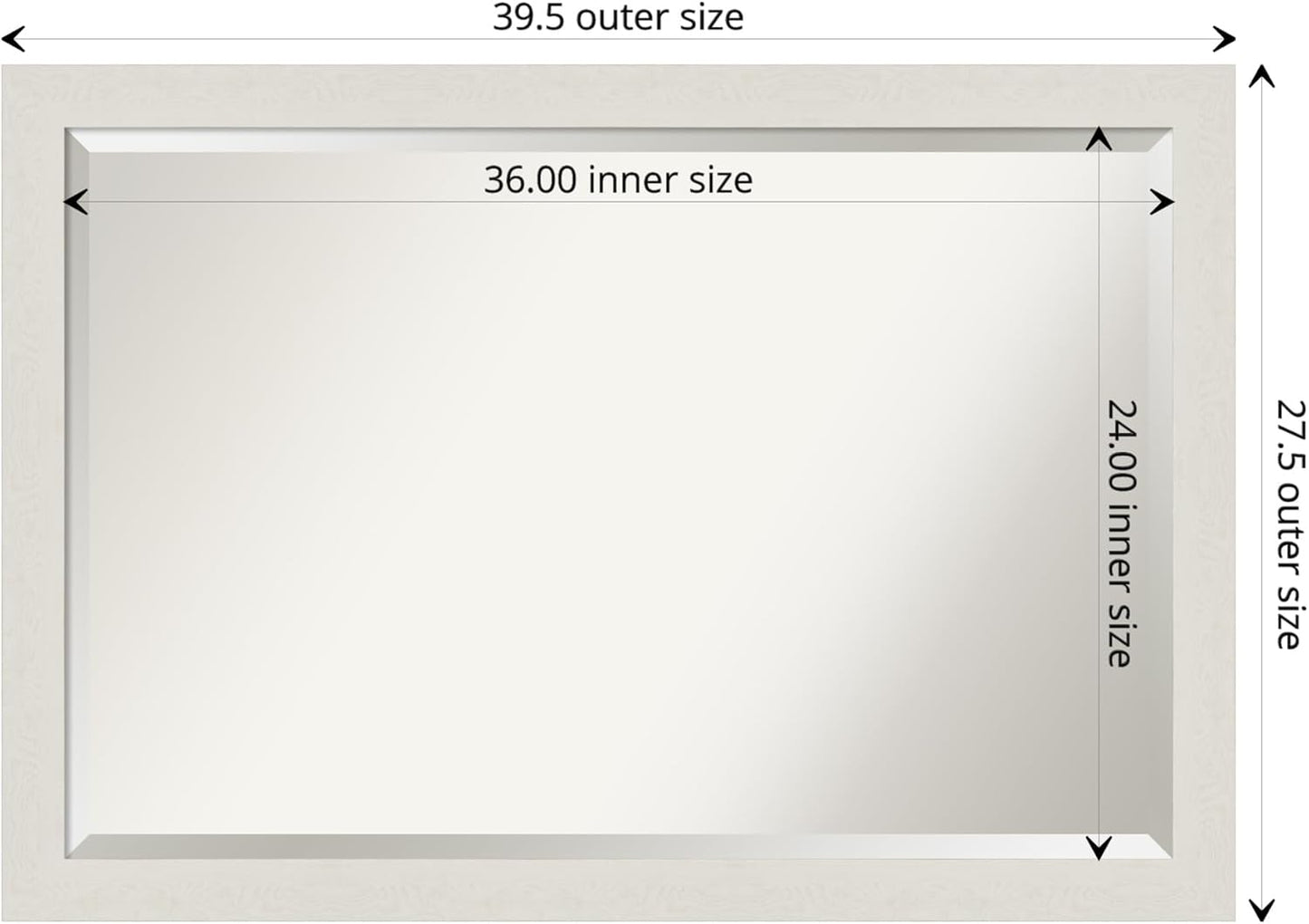 Amanti Art White Bathroom Mirror for Over Sink, 28x40 Rustic Plank White Narrow Rectangle Vanity Mirror, Large Rustic Farmhouse Frame, Hangs Horizonally and Vertically, Bathroom Wall Decor, Beveled