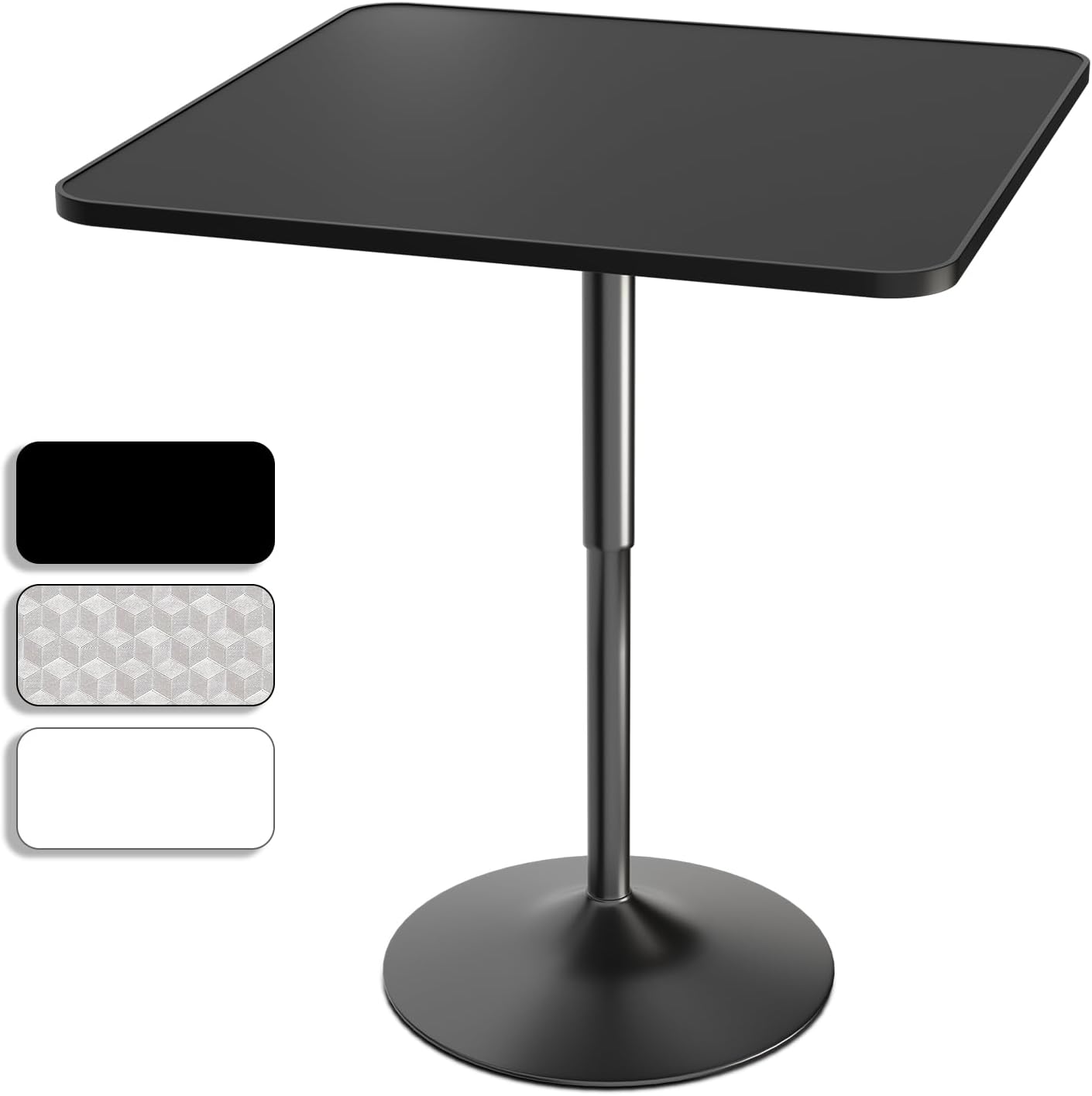 Athena Collection Modern Bar Table Square Top Height Adjustable, Tall Bistro Pub Cocktail Table Height Top and Sturdy Base, Suitable for Home Kitchen Pub Restaurant Outdoor, Black