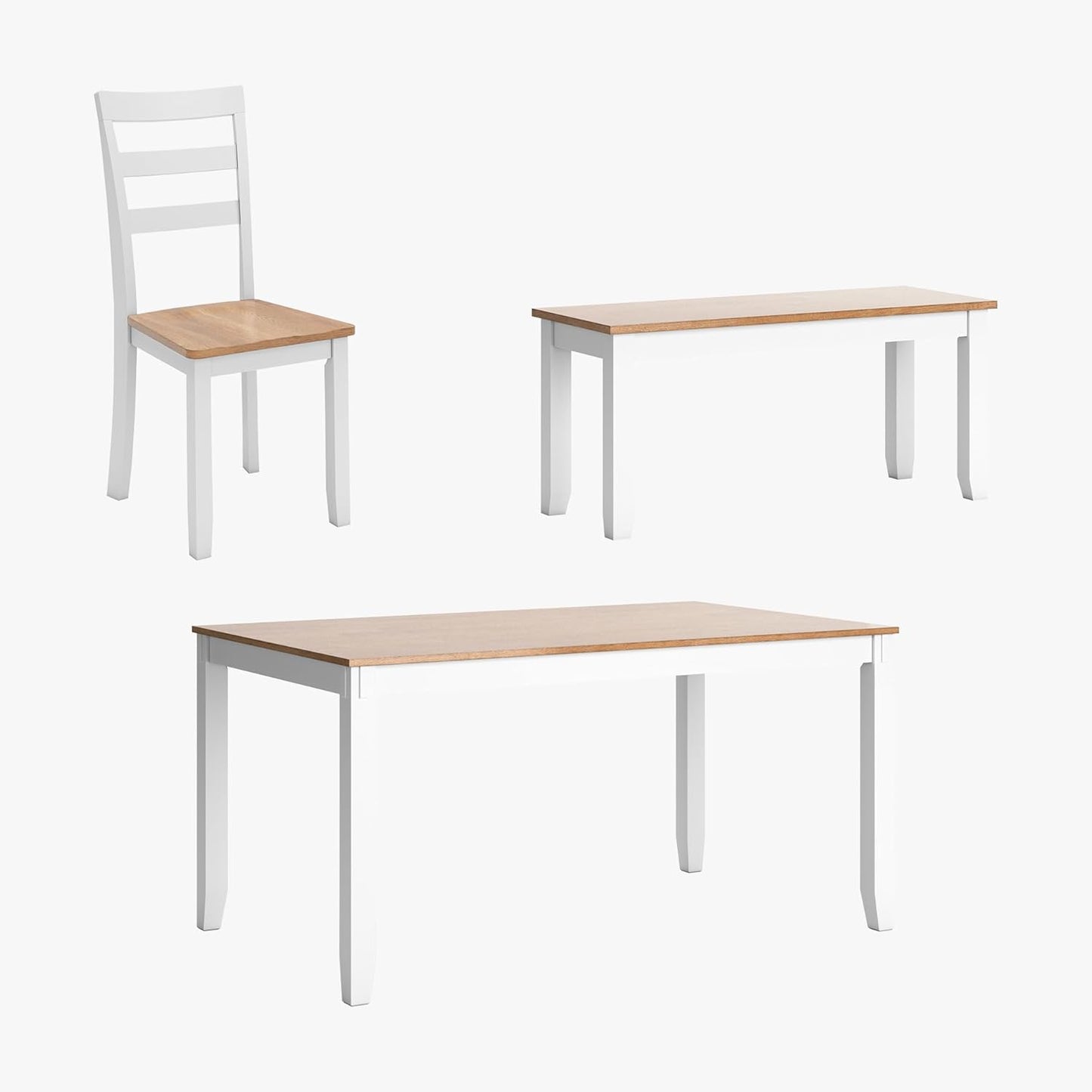Signature Design by Ashley Gesthaven Modern Dining Table with 4 Chairs and Bench, Set of 6, White & Light Brown