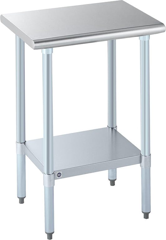ROCKPOINT Stainless Steel Table for Prep & Work 18x24 Inches, NSF Metal Commercial Kitchen Heavy Duty Table with Adjustable Under Shelf and Table Foot for Restaurant, Home and Hotel