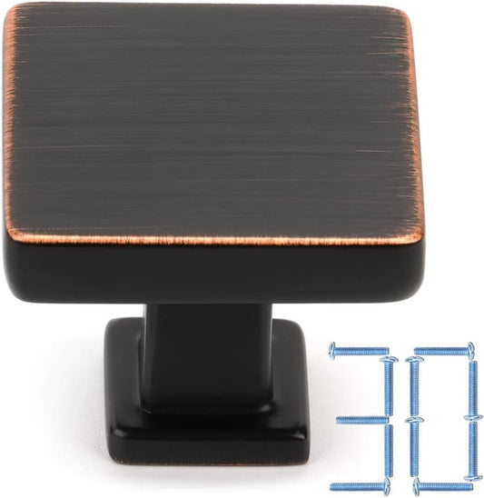 KOOFIZO 30 Pack Oil Rubbed Bronze Cabinet Knobs Bronze Drawer Knobs K08 Square Single Hole Cabinet Pulls for Cabinets Drawer Dresser Cupboard Bedroom Closet Bathroom Vanity