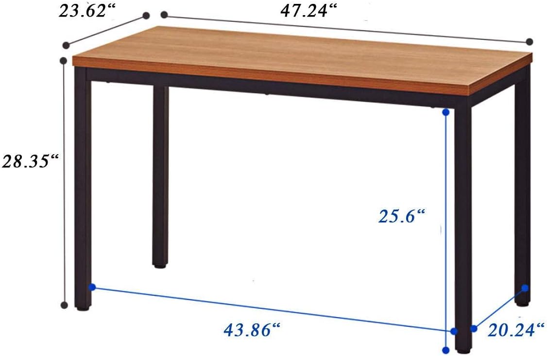 BIBOC 24X48 inches Computer Desk/Dining Table, Office Desk, Composite Wood Board Sturdy Writing Workstation for Home Office Walnut and Black Legs