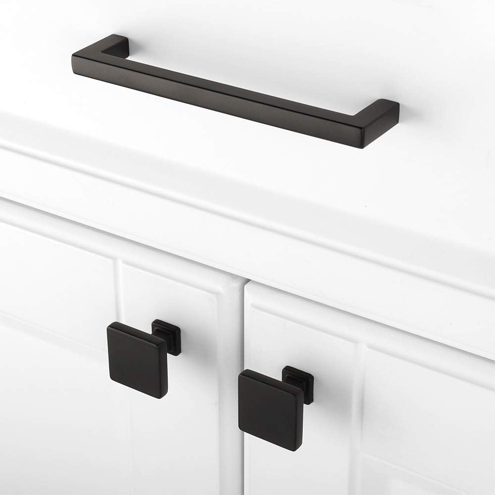 KOOFIZO 20 Pack Black Cabinet Knobs Matte Black Drawer Knobs K08 Square Single Hole Cabinet Pulls for Cabinets Drawer Dresser Cupboard Bedroom Closet Bathroom Vanity