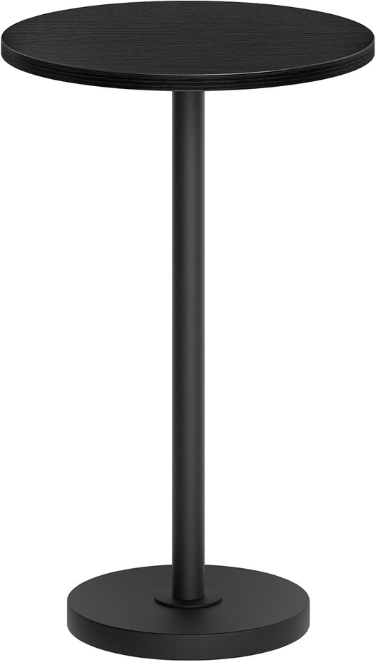 Round Side Table, Drink End Table for Small Spaces, Pedestal Style Martini Side Table in Living Room, Bedroom, Dormitory, Black ET30BB
