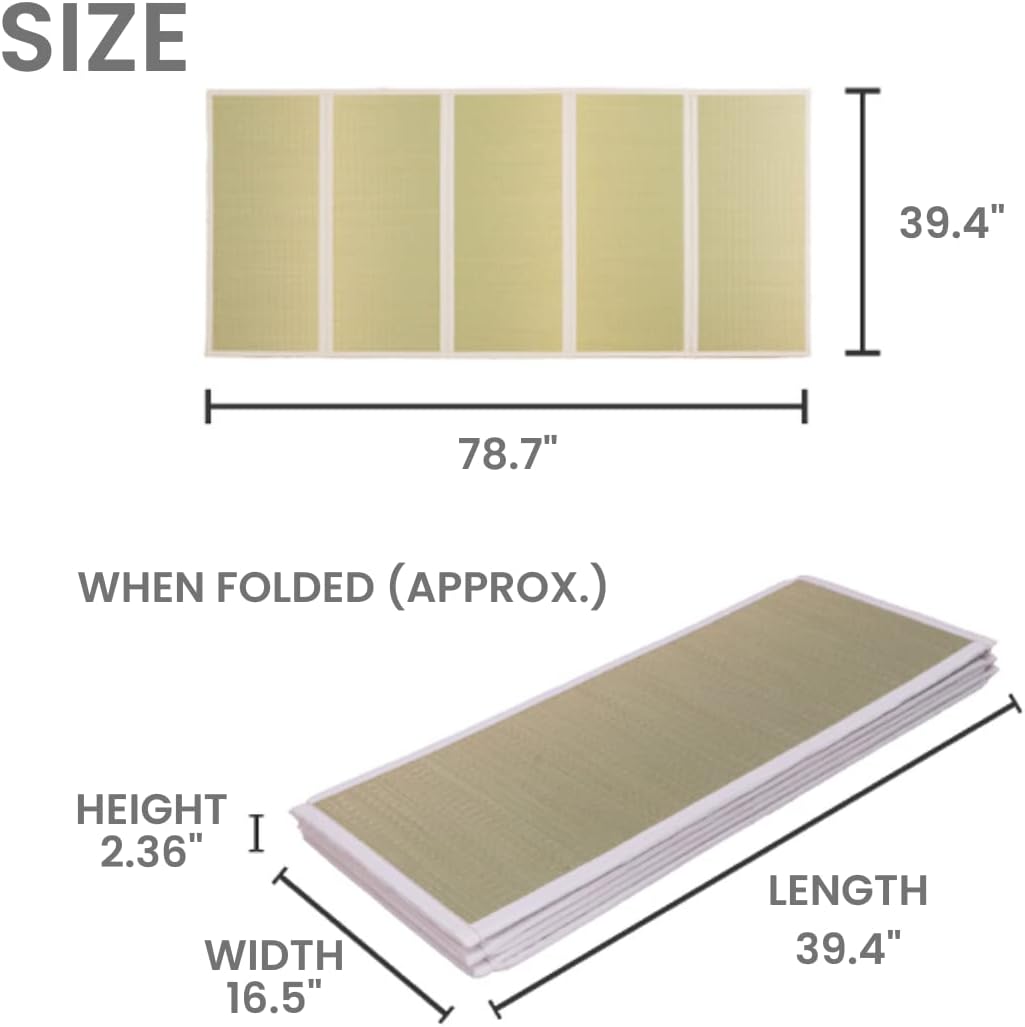 BJDesign Japanese Tatami Mat (Igusa Mattress), Foldable, Rush Grass, Floor Sleeping Japanese Futon Mattress Meditation Yoga Zen (Twin XL)