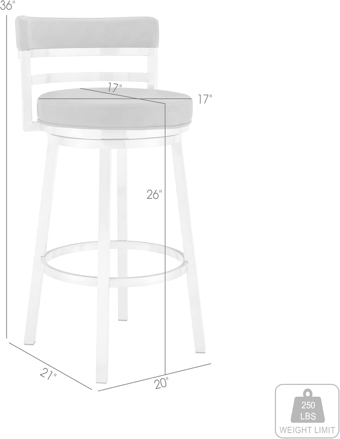 Armen Living Titana 26" Counter Height Swivel Red Faux Leather and Brushed Stainless Steel Bar Stool