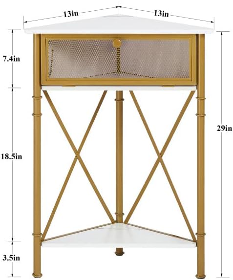 VECELO Cabinet/Table, 3-Tier Display Shelves with Protection Door, Metal Frame Storage Shelf Organizer for Small Space, Living Room, Kitchen, Bathroom, Set of 1, Gold+Black