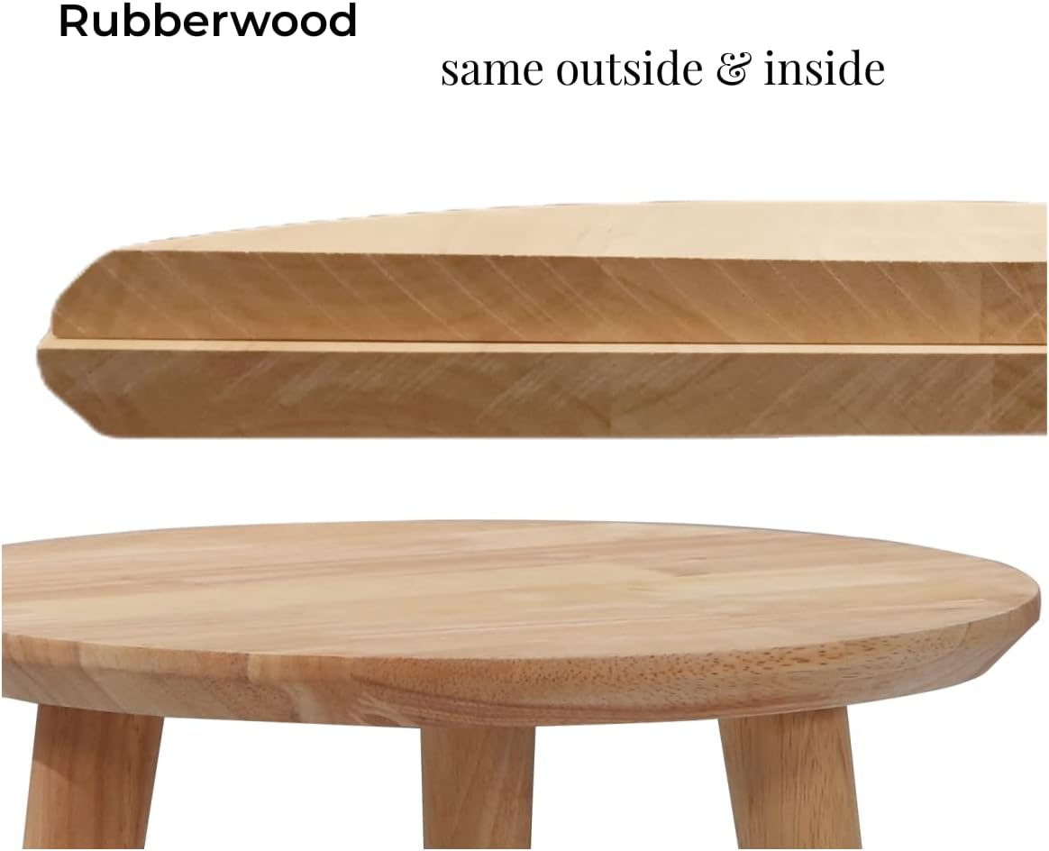 WoodShine Side Table Small Round Solid Wood Sofa Table End Tables Accent Nesting Coffee Table Natural(H:22inch)