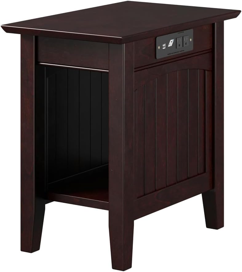 AFI Nantucket Chair Side Table with Built-in Charger in Espresso