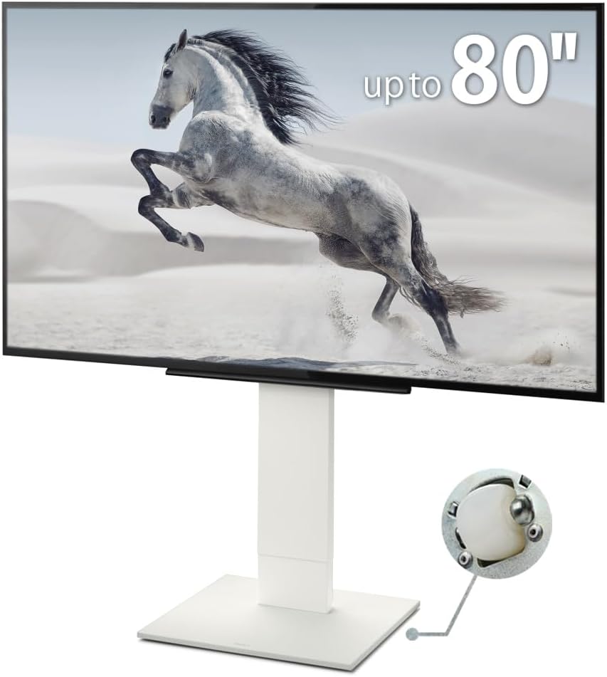WALL V5 Low Type | Minimalist Rolling TV Stand for 32–80 Inch | Satin White | Portable, Space Saving, Height Adjustable, No Drill | for Living Room and Bedroom | Japan-Engineered Design