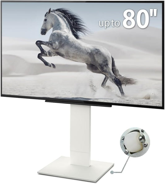 WALL V5 Low Type | Minimalist Rolling TV Stand for 32–80 Inch | Satin White | Portable, Space Saving, Height Adjustable, No Drill | for Living Room and Bedroom | Japan-Engineered Design