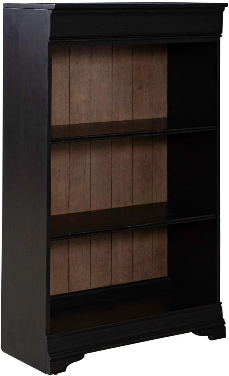 Liberty Furniture Meritage 48 Inch Bookcase for Home Office - Aged Charcoal w/Rub Thru & Caramel