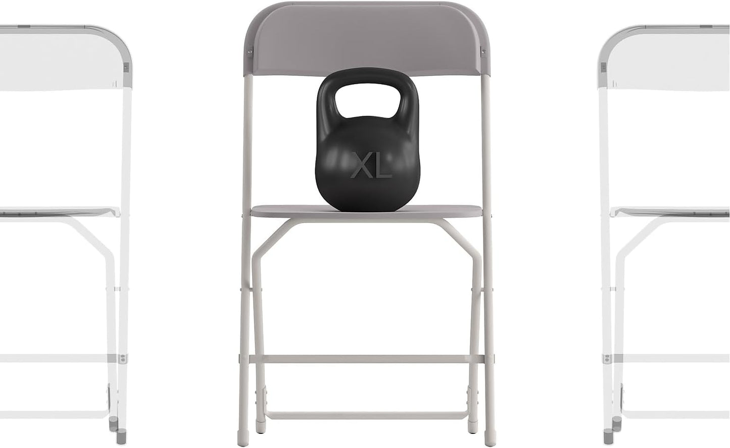 Flash Furniture Hercules Big and Tall Commercial Folding Chair - Extra Wide 650LB. Capacity - Durable Plastic - Gray, 4-Pack