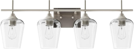 VONLUCE Bathroom Vanity Light, 4 Light Bathroom Light Fixture Over Mirror, Bathroom Wall Lamp with Clear Glass, Modern Brushed Nickel Vanity Lighting fixtures for Bathroom, Bedroom, Hallway