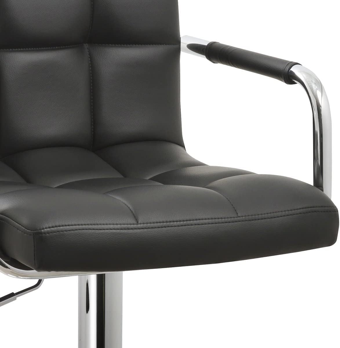 AC Pacific Contemporary Hydraulic Adjustable Swivel Kitchen Bar Stool Chair with Cushion and Armrest, 24"-33", Black ACBS15-BLACK Midnight Square