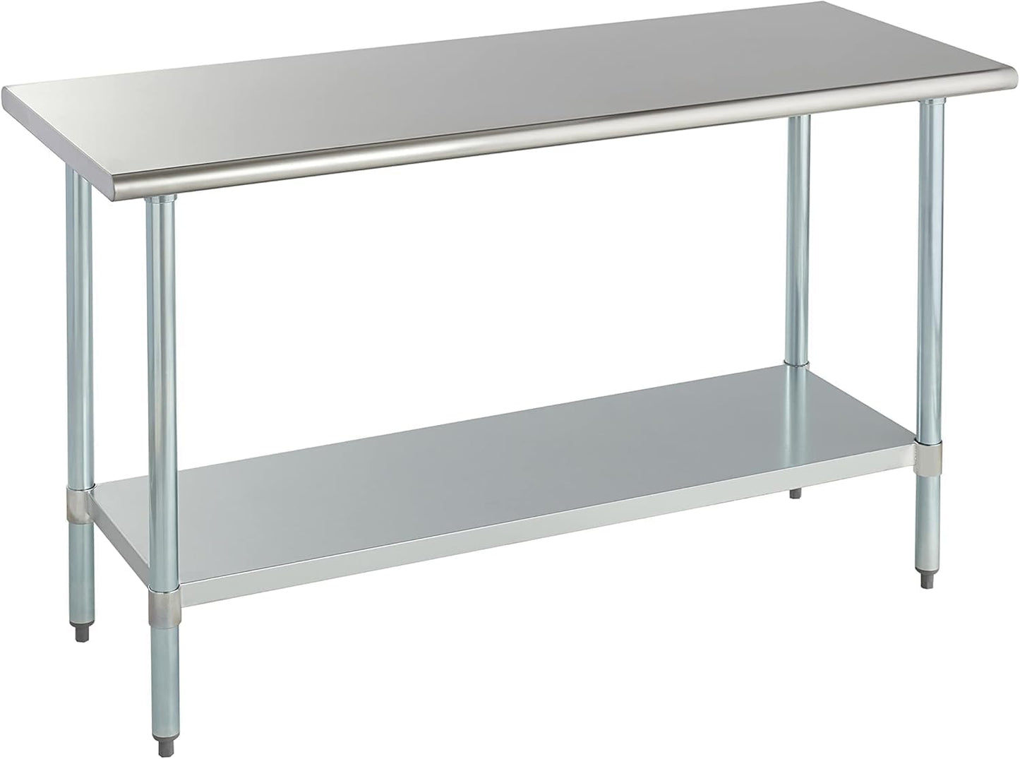 ROCKPOINT Stainless Steel Table for Prep & Work 24x60 Inches, NSF Metal Commercial Kitchen Heavy Duty Table with Adjustable Under Shelf and Table Foot for Restaurant, Home and Hotel