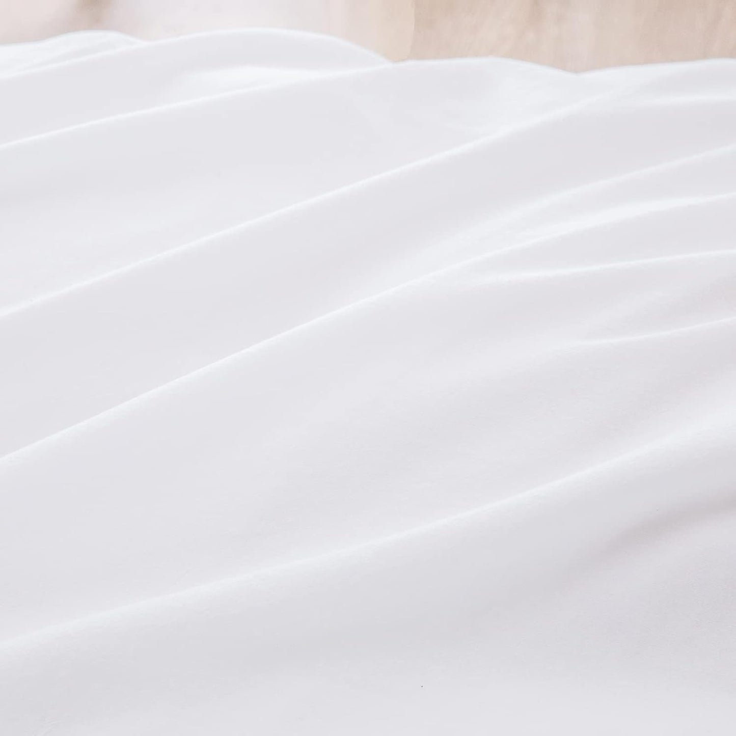 BESTOUCH Duvet Cover Set 100% Washed Cotton Linen Feel Super Soft Comfortable Chic Lightweight 3 PCs Home Bedding Set Solid Bright White Oversized Full