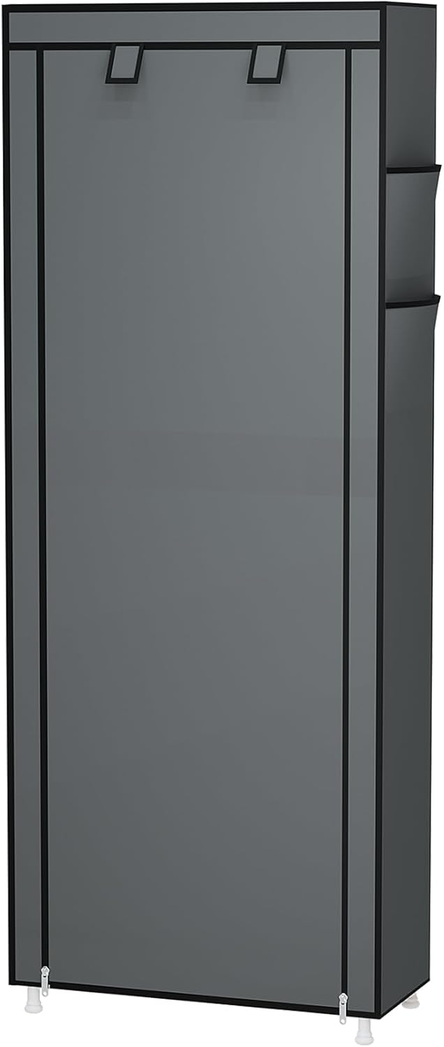 Calmootey 9 Tier Shoe Rack Organizer,Portable Shoe Shelf with Nonwoven Fabric Cover for Closet Hallway,Bedroom,Entryway,Grey