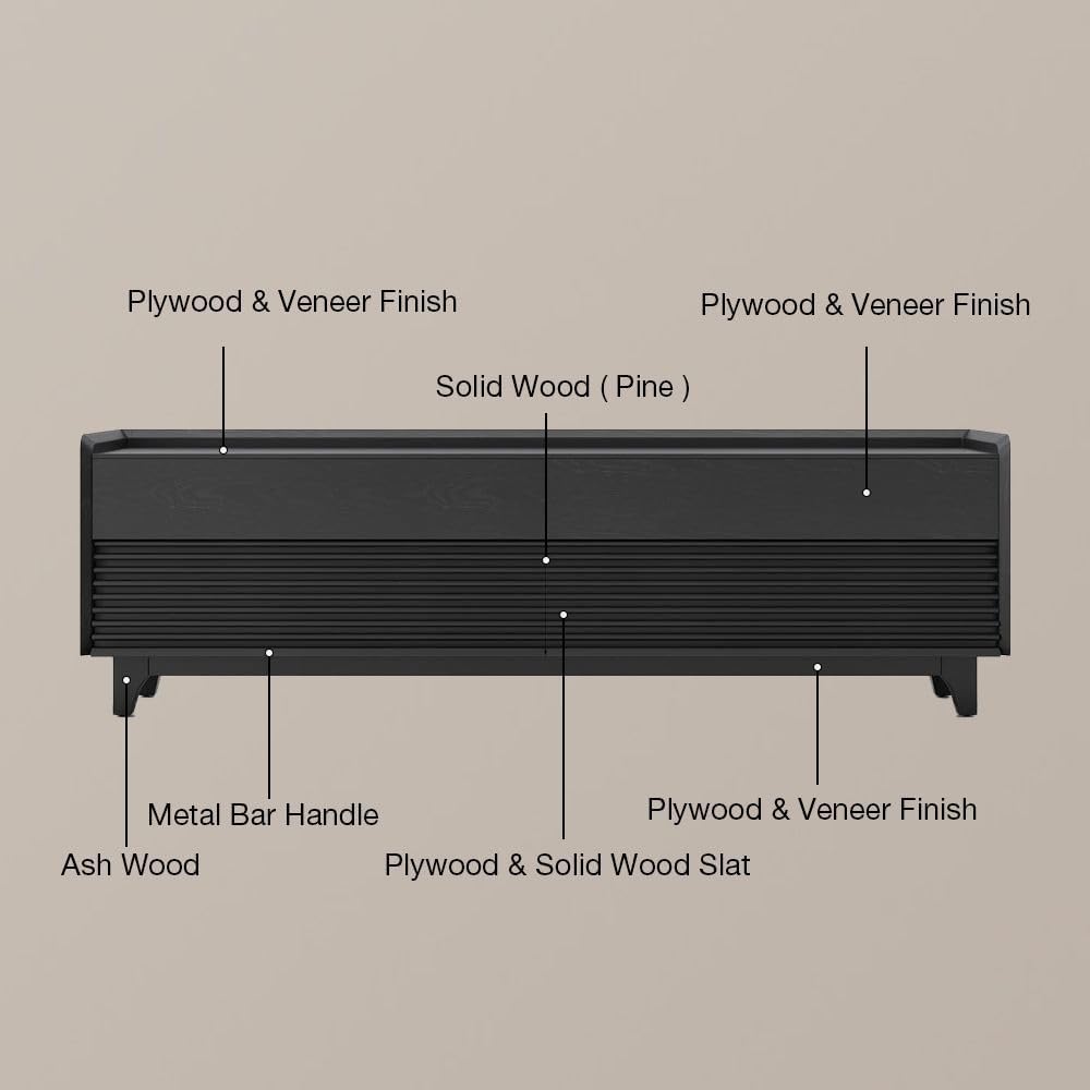 POVISON Fully-Assembled Mid Century Modern TV Stand with Legs, 78.74" Wood Media Console with Adjustable LED Light, Entertainment Center with Storage for Living Room