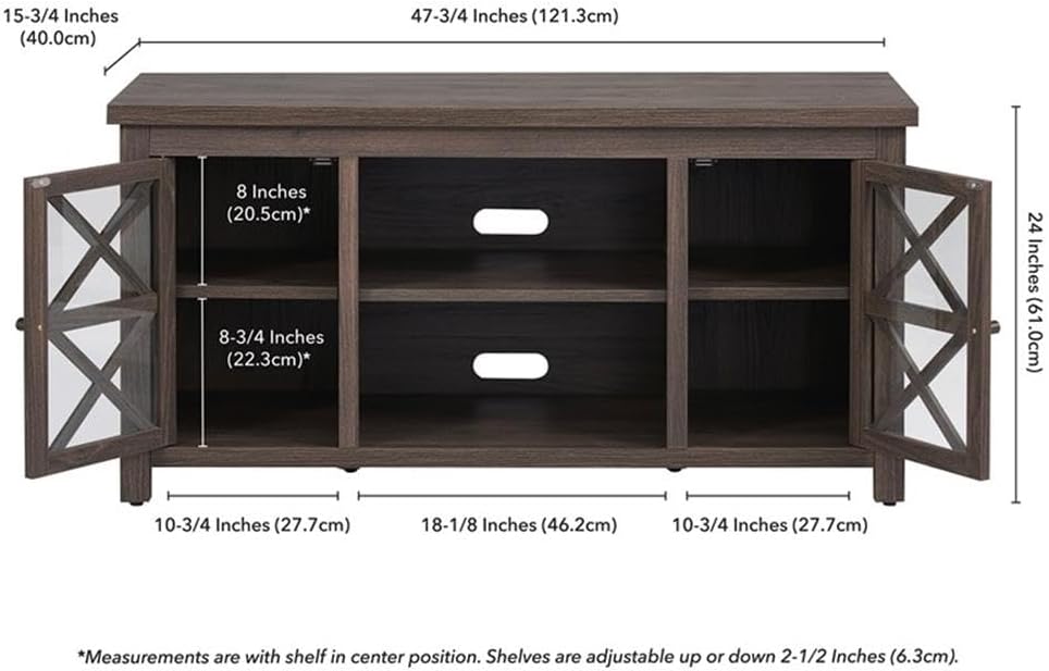 Henn&Hart Rectangular TV Stand for TV's up to 55" in Alder Brown, TV Stands for the Living Room