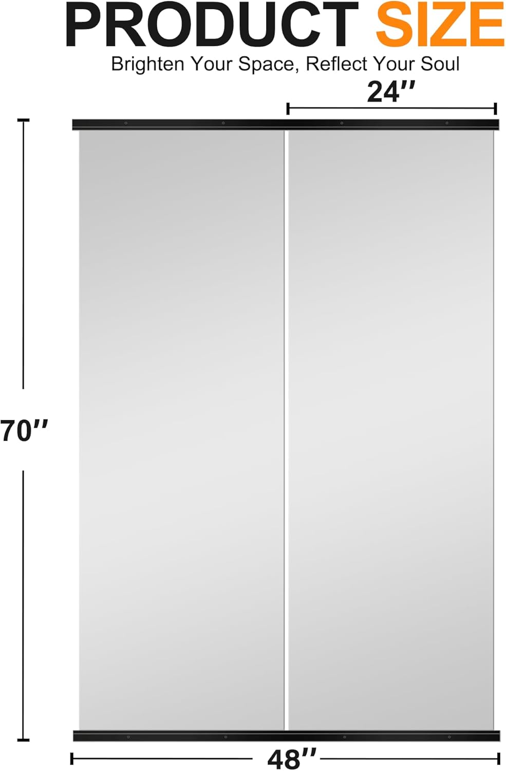 Delma Home Gym Mirror, 70''x24''x2PCS Black Wall Mounted Large Frameless Tempered Glass Wall Mirror for Home Gym, Garage, Bedroom, Bathroom