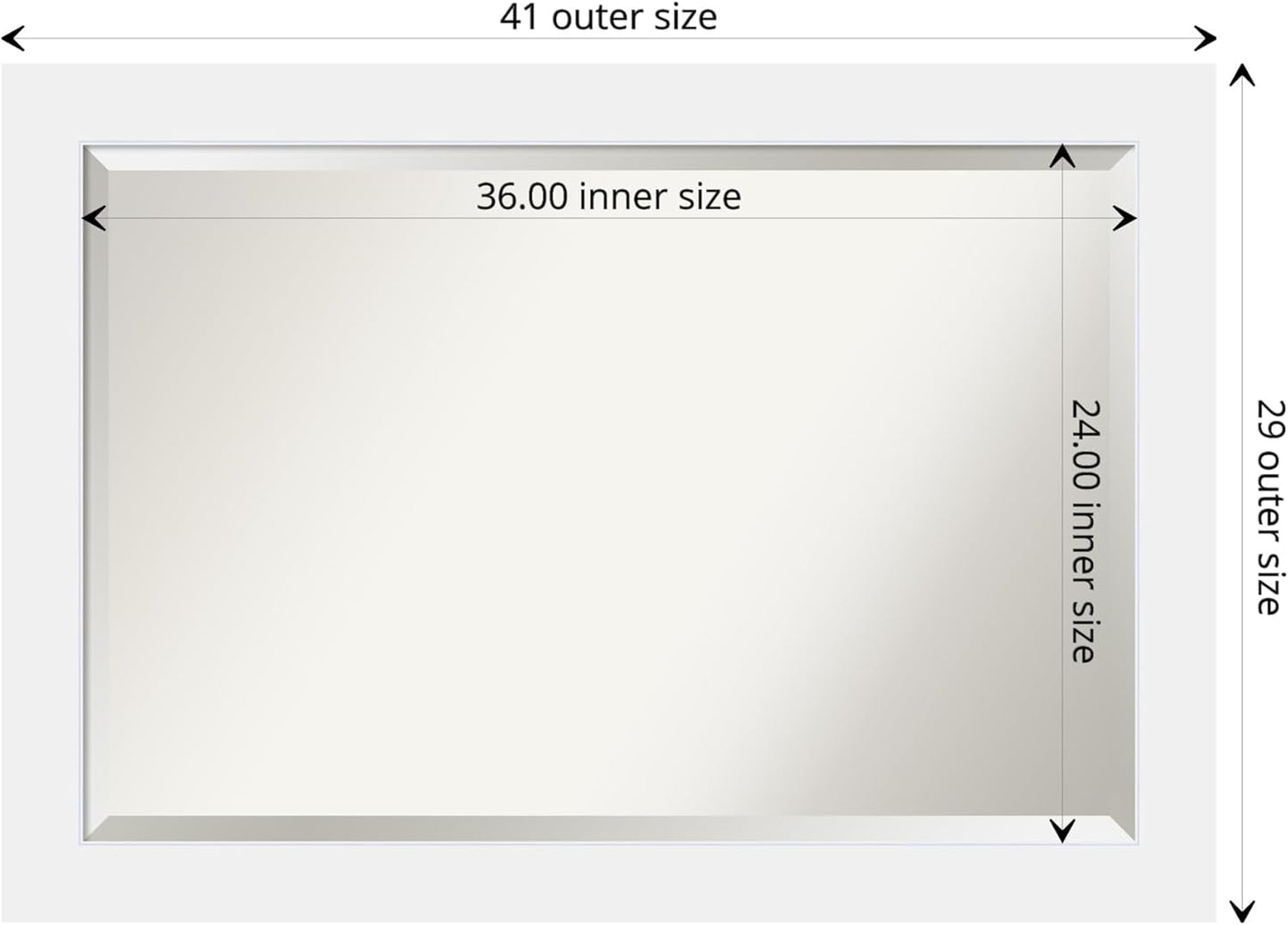 Amanti Art White Bathroom Mirror for Over Sink, 29x41 Corvino White Rectangle Vanity Mirror, Large Modern Contemporary Wood Frame, Hangs Horizonally and Vertically, Bathroom Wall Decor, Beveled Edge