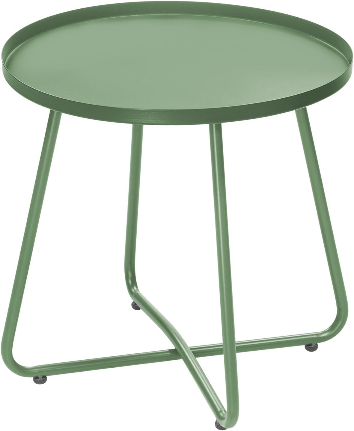 Dia.17.7ins Steel Round Coffee Table, Steel Tray Table, Side Table, Outdoor and Indoor Use, Weather Resisitant, Patio, Balcony, Garden, Backyard (Green)