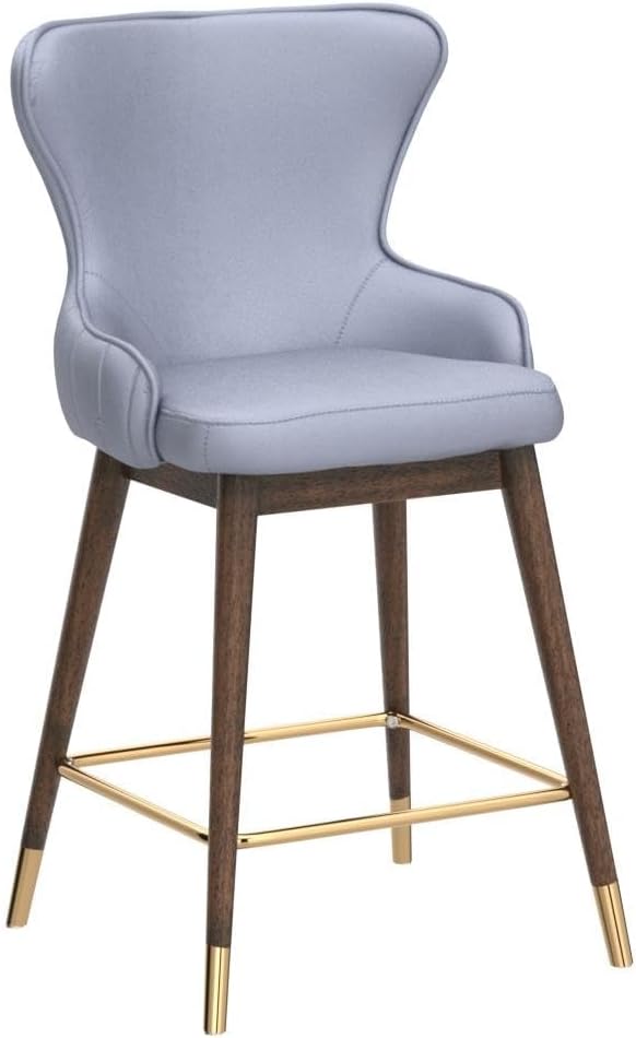 Roundhill Furniture Leland Fabric Upholstered Counter Height Wingback Stools, Set of 2, Gray