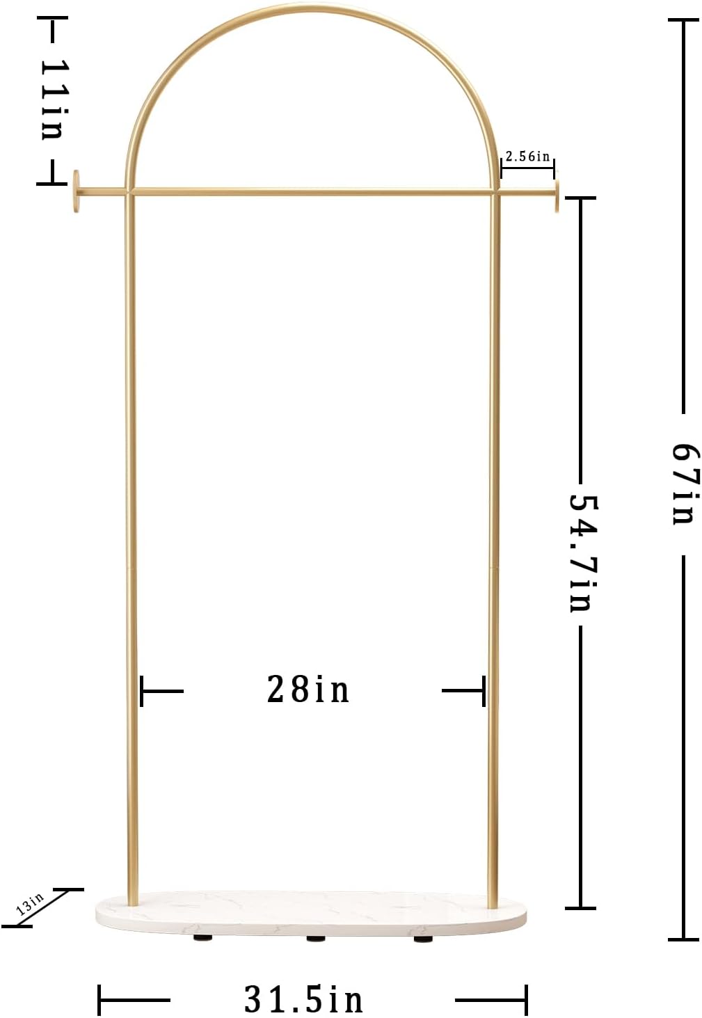 Gold Clothing Rack, Modern Clothes Rack with Shelf, Heavy Duty Freestanding Coat Rack, Metal Coat Hanger Stand with Hooks for Boutique Office
