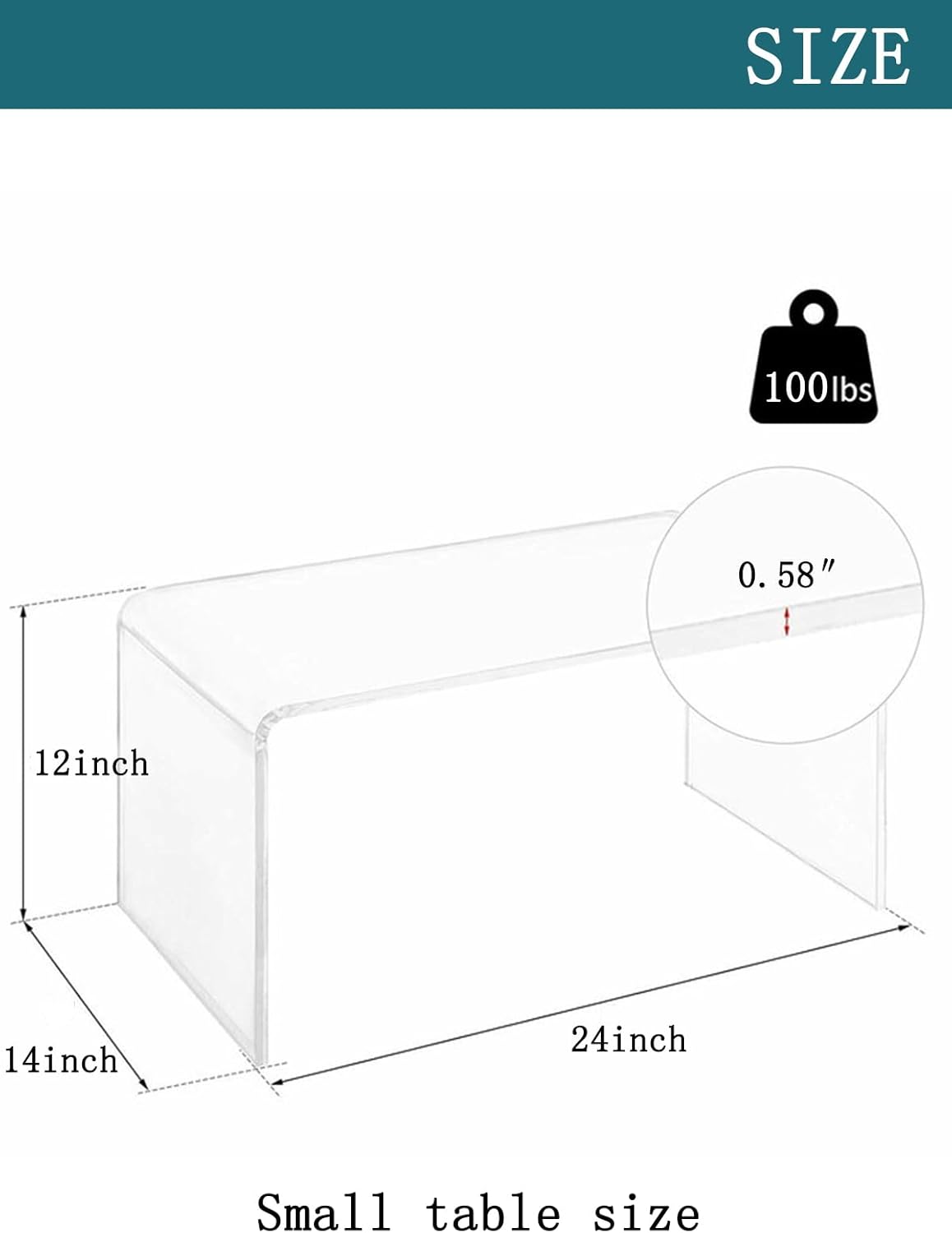 Acrylic 24" Small Table-Multipurpose Modern Furniture for Use as Lap desks, Acrylic Side Table or End Table in Living Rooms, Bedrooms and Offices