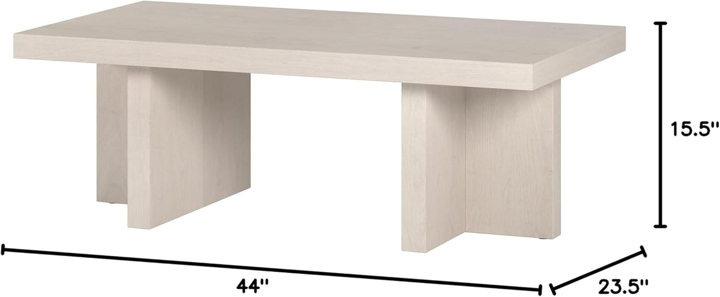 Henn&Hart Dimitra Coffee Table, 44" Wide, White