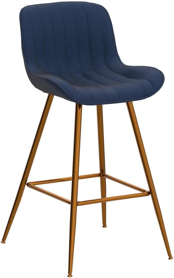 Sidanli Blue Bar Stools Set of 2, 24 Inch Velvet Counter Height Bar Stools with Footrests, Modern Bar Chairs for Home, Kitchen Island, Dining Room