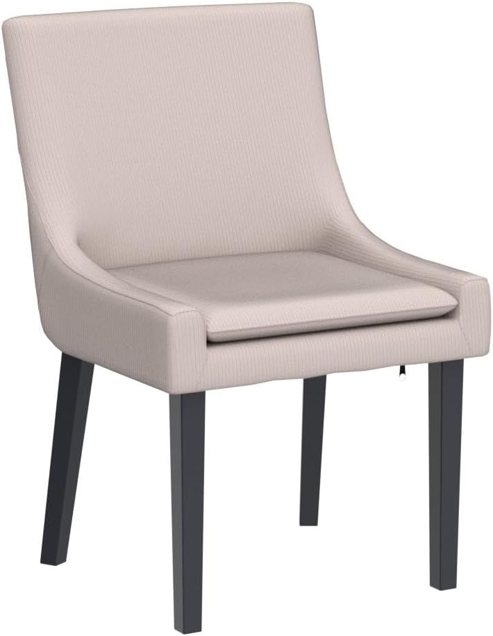 COLAMY Modern Dining Chairs Set of 2, Upholstered Corduroy Accent Side Leisure Chairs with Mid Back and Wood Legs for Living Room/Dining Room-Beige