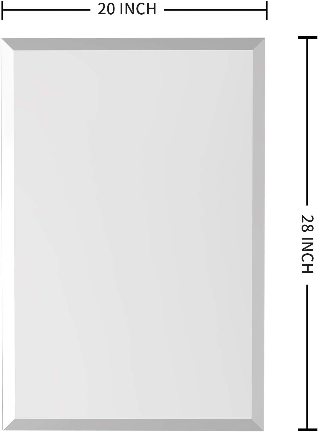 KOHROS Bathroom Mirror 20” x 28" Frameless Rectangle Bathroom Vanity Mirror w/Polished Edge Beveled Mirror for Hallway Entryway Dressing Room (Silver)
