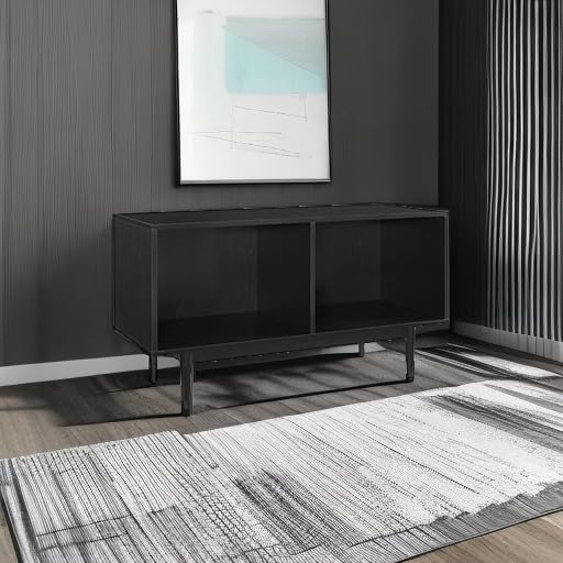 Crosley Furniture Liam Medium Vinyl Record Storage TV Stand and Entertainment Center, Media Console, Black