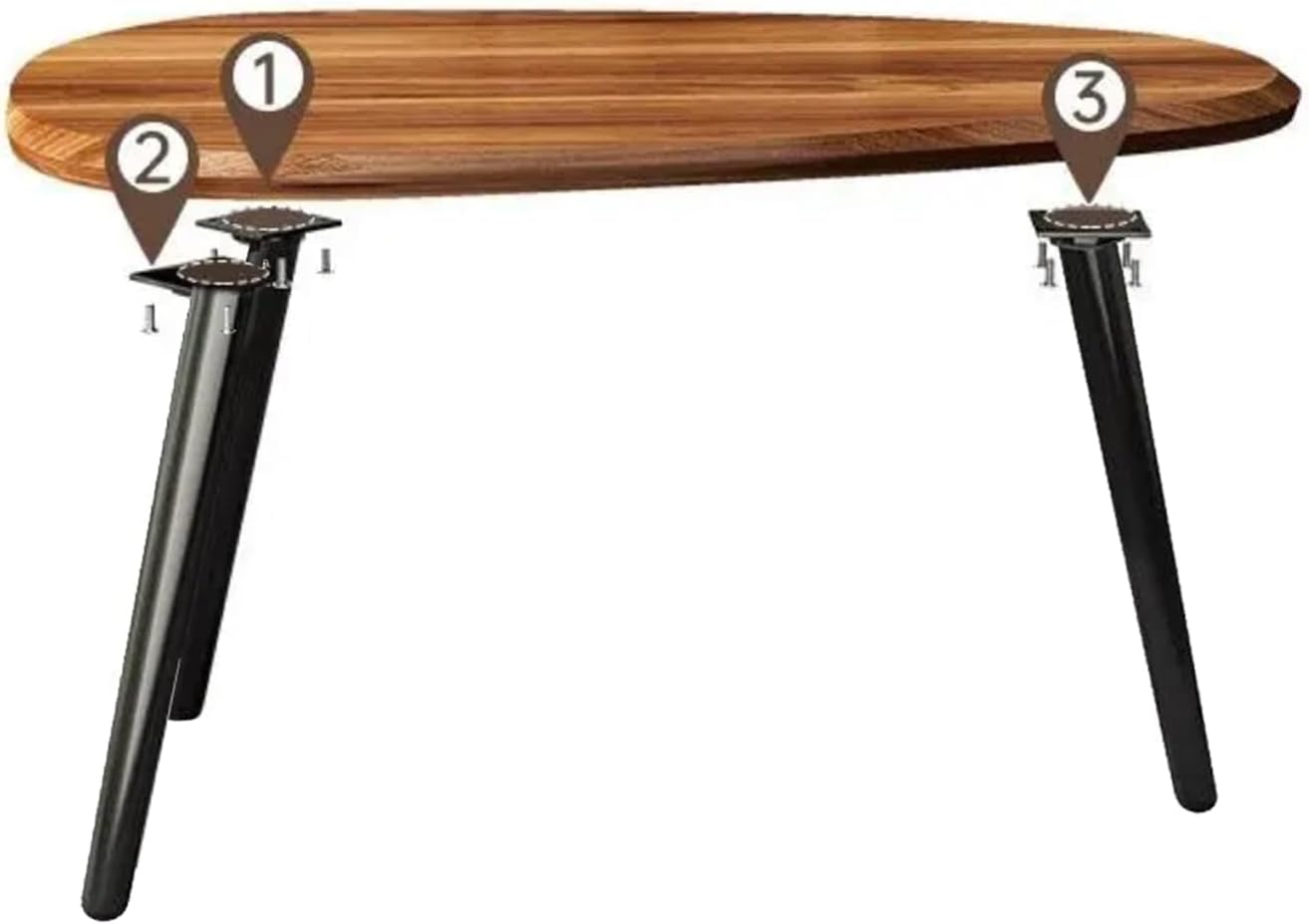 Midcentury Nesting Coffee Table Set of 2, Mid Century Modern Walnut Wood Oval Coffee Tables for Living Room, Compact Coffee Table and Side Table Set for Sofa Bedside Office Balcony or Small Spaces