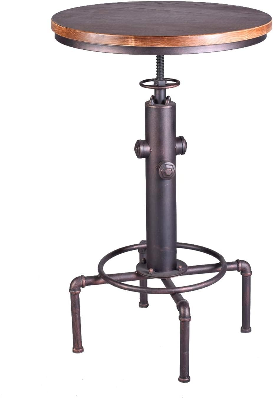 Topower Industrial Bar Table 31.5-41.3" Adjustable Pub Table Kitchen Dining Coffee Bistro Table (Bronze)