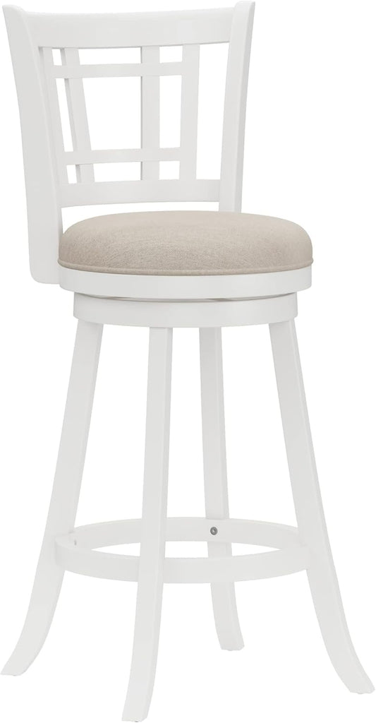 Hillsdale Fairfox Swivel Stool with Rectangular Lattice Back, Bar Height, White
