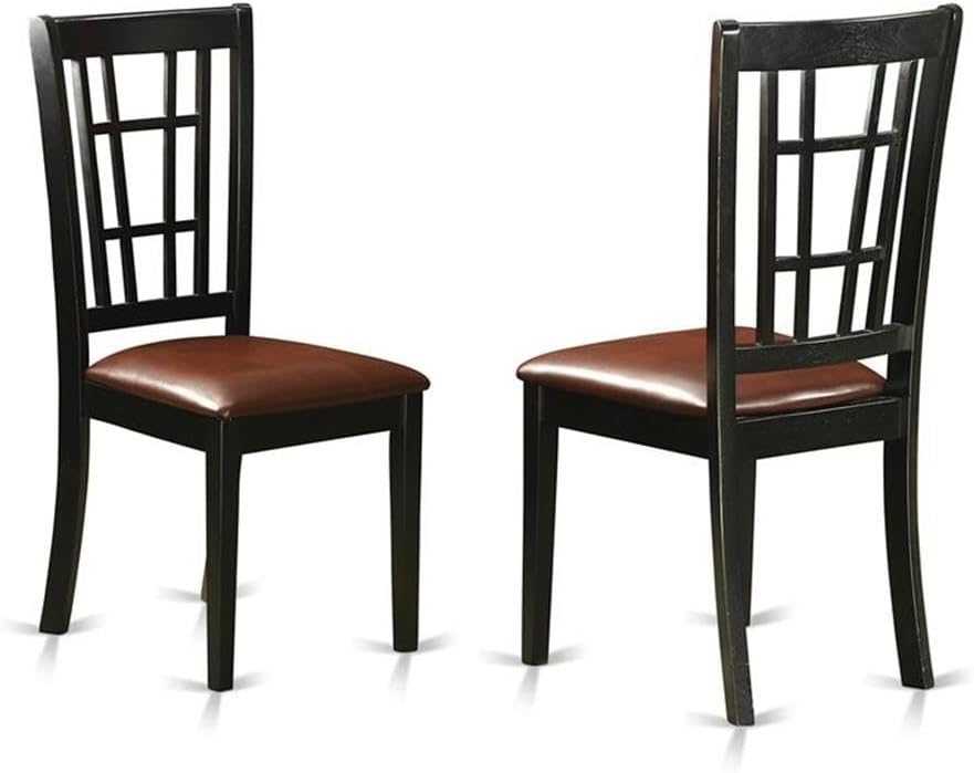 East West Furniture LGNI5-BLK-LC 5 Piece Kitchen Table & Chairs Set Includes a Rectangle Dining Table with Butterfly Leaf and 4 Faux Leather Dining Room Chairs, 42x84 Inch, Black