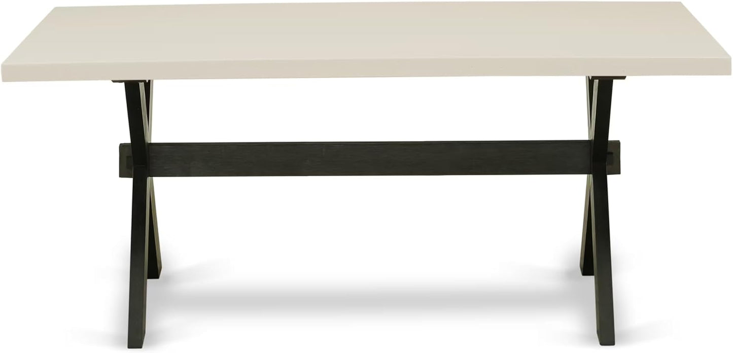 East West Furniture X627MZ606-9 9 Piece Modern Dining Table Set Includes a Rectangle Dining Room Table with X-Legs and 8 Shitake Linen Fabric Upholstered Chairs, 40x72 Inch, Multi-Color