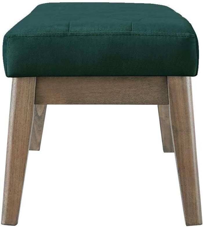 24KF Velvet Upholstered Buttons Tufted Entryway Bench with Solid Wood Leg,Bed Bench Ottoman with Padded Seat,5034-Jade
