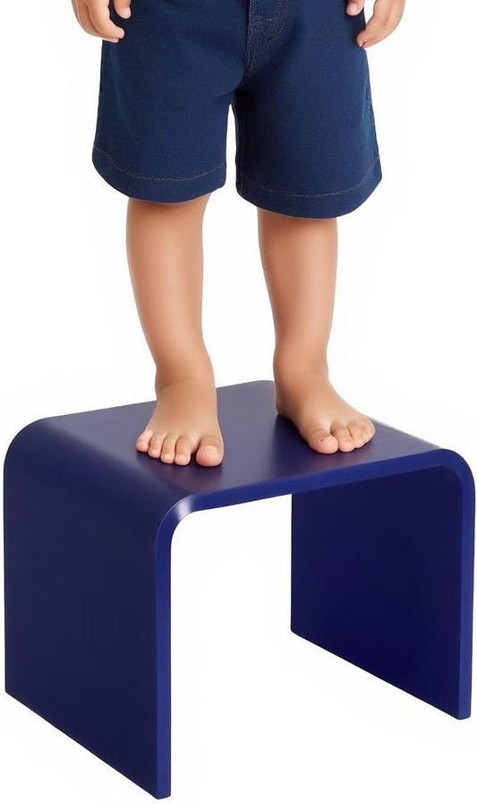 Acrylic Kids' Step Stool – Small Footstool for Bathroom, Kitchen & Bedroom, 12.5”x9.7”x9”, Holds 200lbs, Multi-Use as Toilet Stool, Shower/Water-Resistant Stool, Seating and Placing Items (Blue)