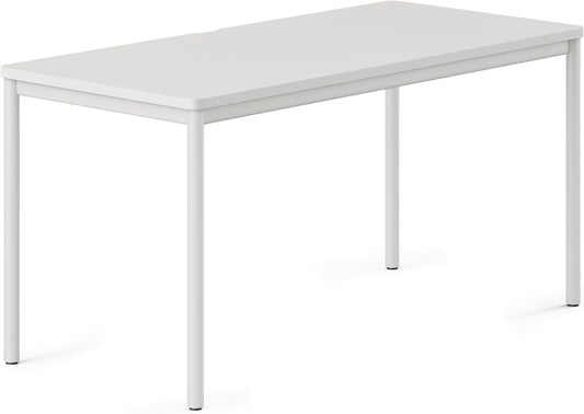 Branch Daily Desk - Functional at Home Office Desk with Effortless Assembly, Timeless Design, Rounded Corners, and Built-in Cable Notch - 58” W x 27” H x 24” D - White