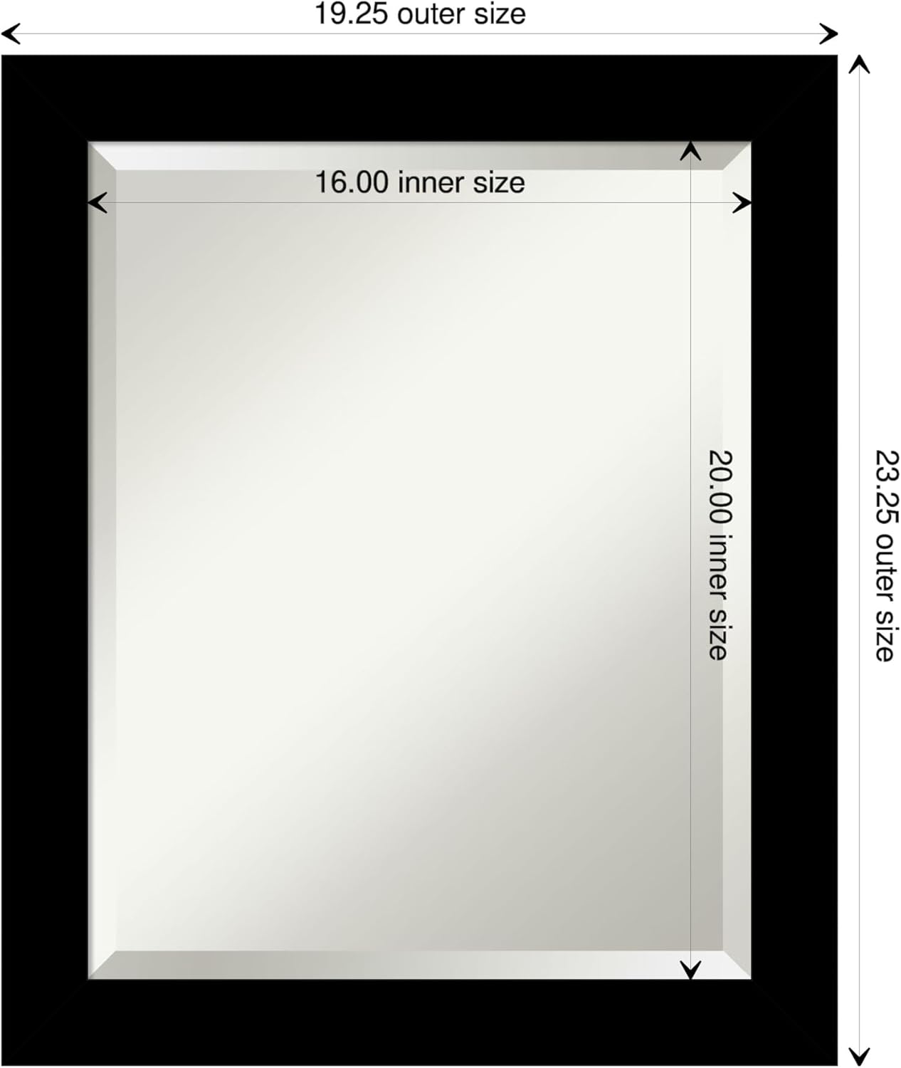 Amanti Art Black Bathroom Mirror for Over Sink, 24x20 Brushed Black Rectangle Vanity Mirror, Small Modern Contemporary Frame, Hangs Horizonally and Vertically, Bathroom Wall Decor, Beveled Edge