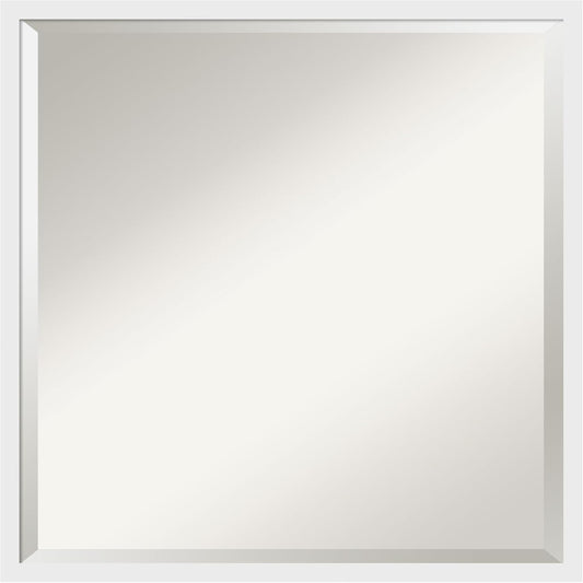 Amanti Art White Bathroom Mirror for Over Sink, 22x22 Incline White Square Vanity Mirror, Medium Modern Contemporary Wood Frame, Hangs Horizonally and Vertically, Bathroom Wall Decor, Beveled Edge