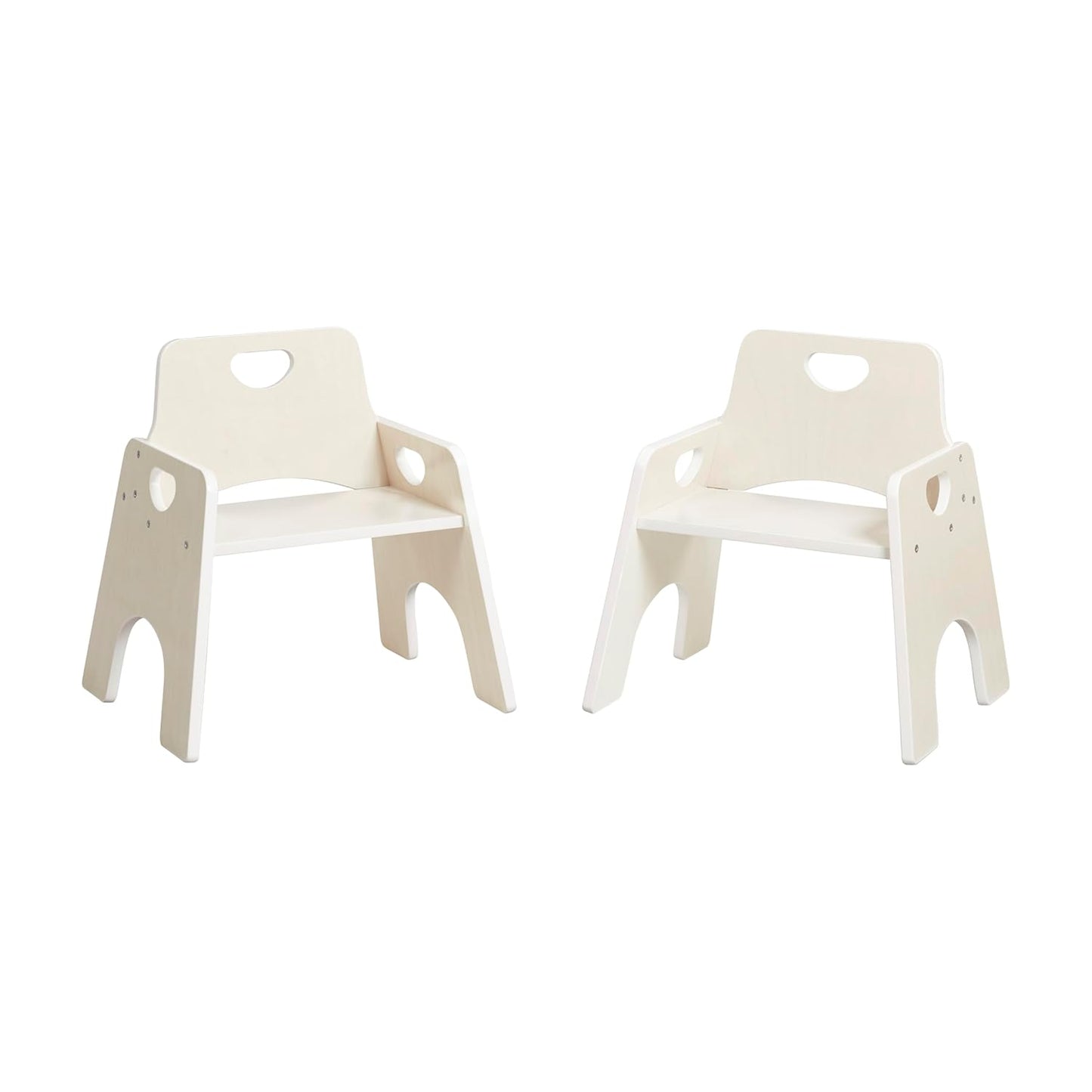 ECR4Kids Stackable Wooden Toddler Chair, 10in, Kids Furniture, White Wash, 2-Pack
