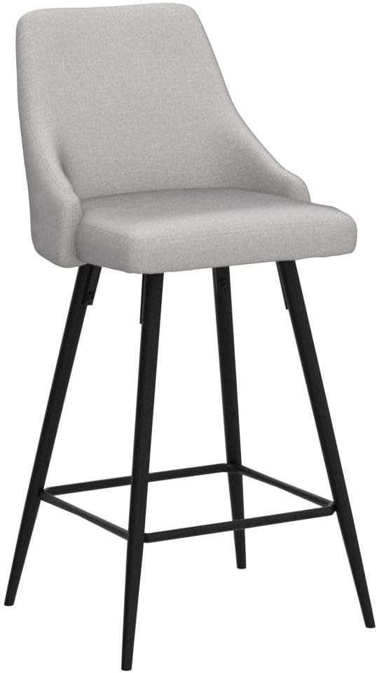 BTEXPERT Set of 2 Pack, Premium upholstered Dining 25" Seat Height High Back Bar Stool Chairs, Gray Polyester