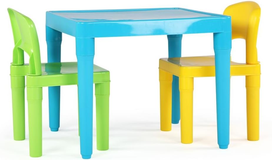 Humble Crew Kids Table and 2 Chair Set, Aqua Table with Chairs - Sturdy Toddler Activity Table for Playtime, Arts, Crafts, Reading, and More - 5-Piece Children’s Furniture for Daycare Playroom