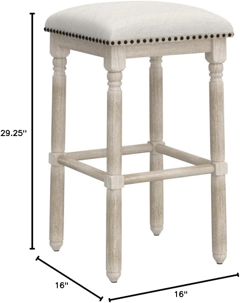 Roundhill Furniture Arnhem Wood Upholstered Swivel Bar Stools, Set of 2, Tan